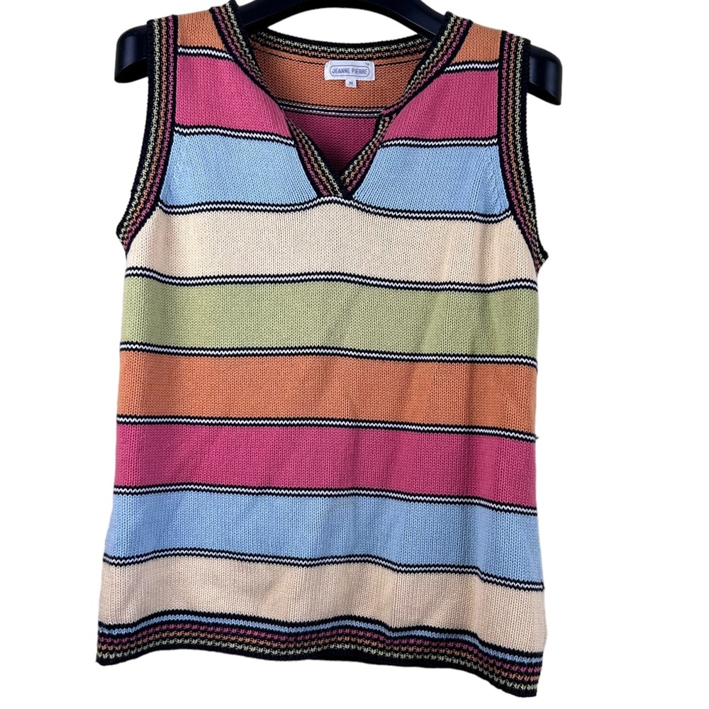 Vintage‎ Jeanne Pierre colorful striped vest knit size medium